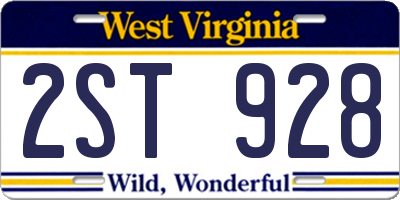 WV license plate 2ST928