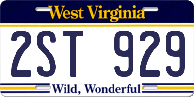 WV license plate 2ST929