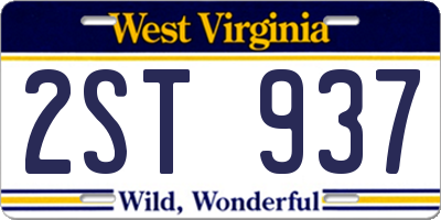 WV license plate 2ST937