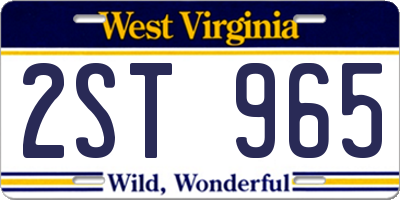 WV license plate 2ST965