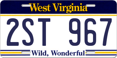 WV license plate 2ST967