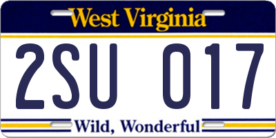 WV license plate 2SU017