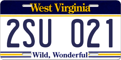 WV license plate 2SU021