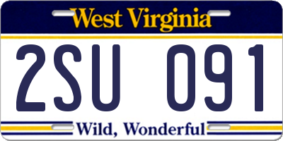WV license plate 2SU091