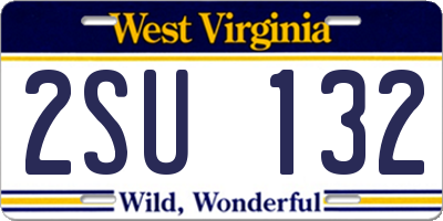 WV license plate 2SU132