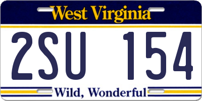 WV license plate 2SU154