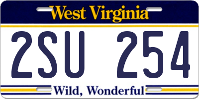 WV license plate 2SU254