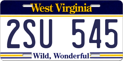 WV license plate 2SU545