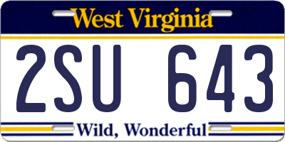 WV license plate 2SU643
