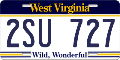 WV license plate 2SU727