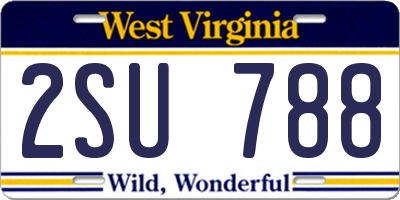 WV license plate 2SU788
