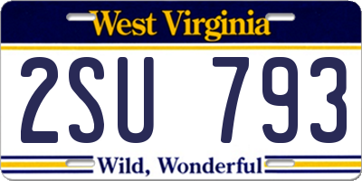 WV license plate 2SU793