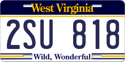 WV license plate 2SU818