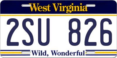 WV license plate 2SU826