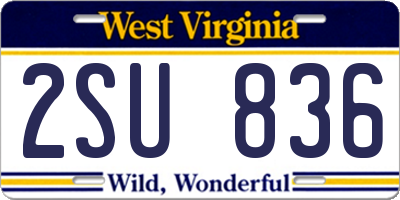 WV license plate 2SU836