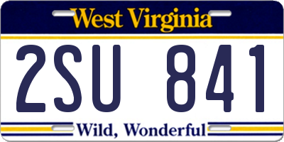 WV license plate 2SU841