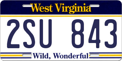 WV license plate 2SU843