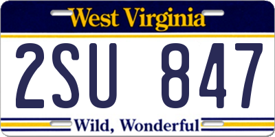 WV license plate 2SU847