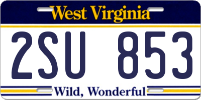 WV license plate 2SU853