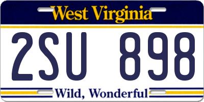 WV license plate 2SU898