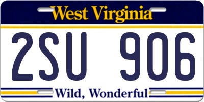 WV license plate 2SU906