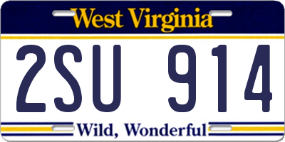 WV license plate 2SU914