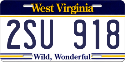 WV license plate 2SU918