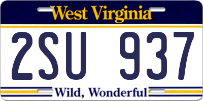 WV license plate 2SU937