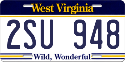 WV license plate 2SU948