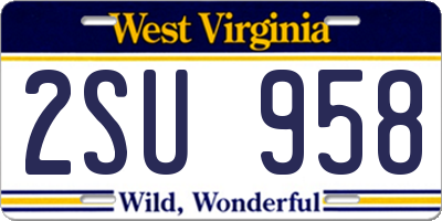 WV license plate 2SU958