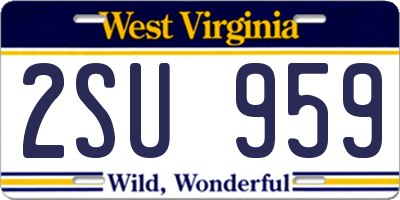 WV license plate 2SU959