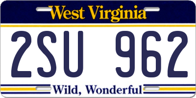 WV license plate 2SU962