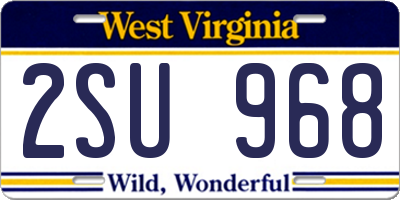 WV license plate 2SU968