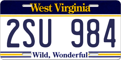WV license plate 2SU984