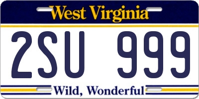 WV license plate 2SU999