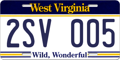 WV license plate 2SV005