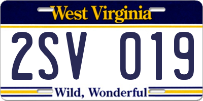 WV license plate 2SV019