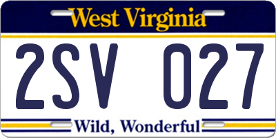 WV license plate 2SV027