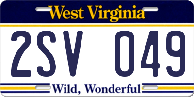 WV license plate 2SV049
