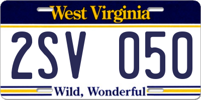 WV license plate 2SV050
