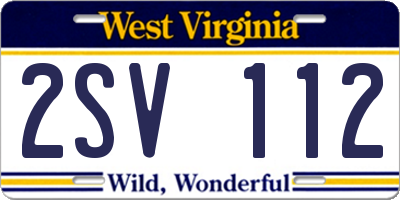 WV license plate 2SV112