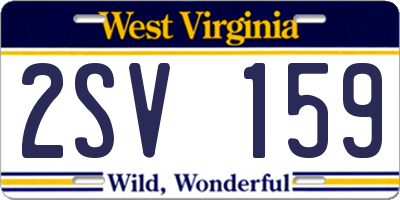 WV license plate 2SV159