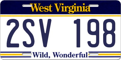 WV license plate 2SV198