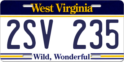 WV license plate 2SV235