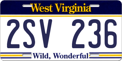 WV license plate 2SV236