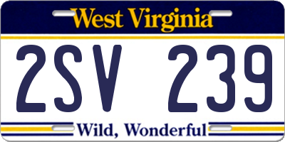 WV license plate 2SV239