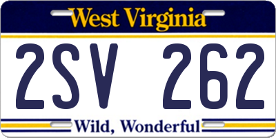 WV license plate 2SV262