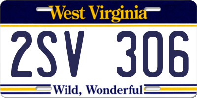 WV license plate 2SV306