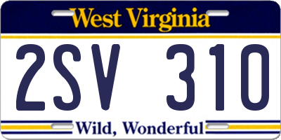 WV license plate 2SV310