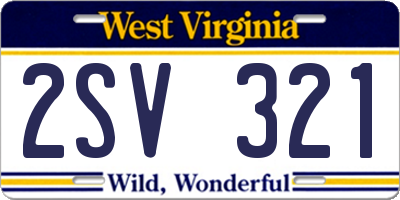 WV license plate 2SV321
